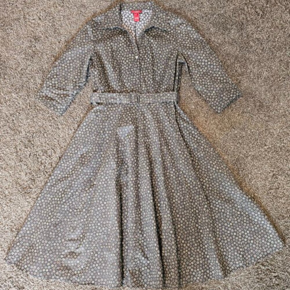 Sundance Women's Dress, Size 10, Cotton, Floral, Dark Green, Belted